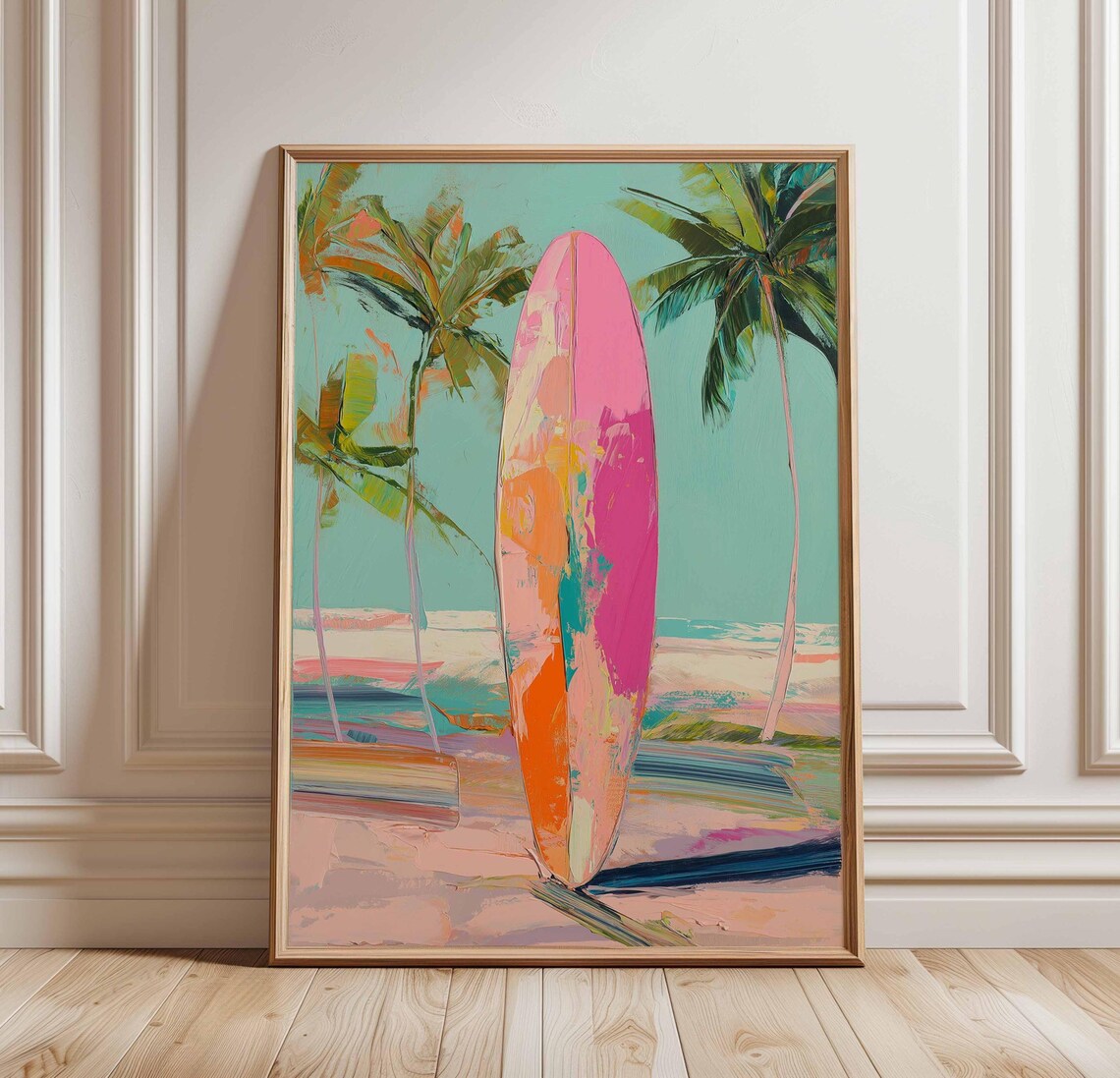 Surfboard Wall Art, Tropical Beach Poster