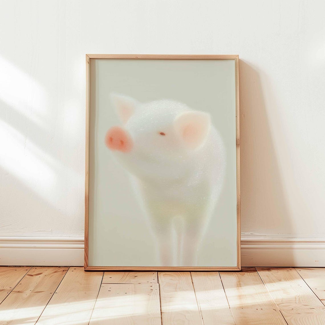 Cute Baby Pig Nursery Poster Soft Pastel Piglet Whimsical Animal Decor