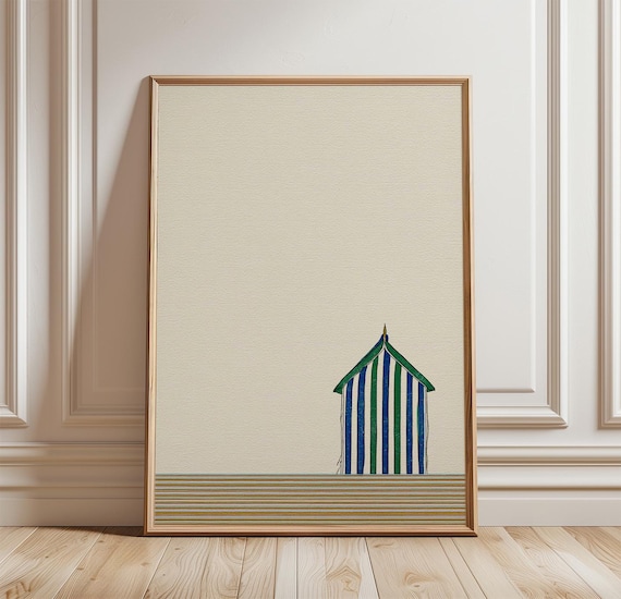 Beach Hut Coastal Minimal Art Print