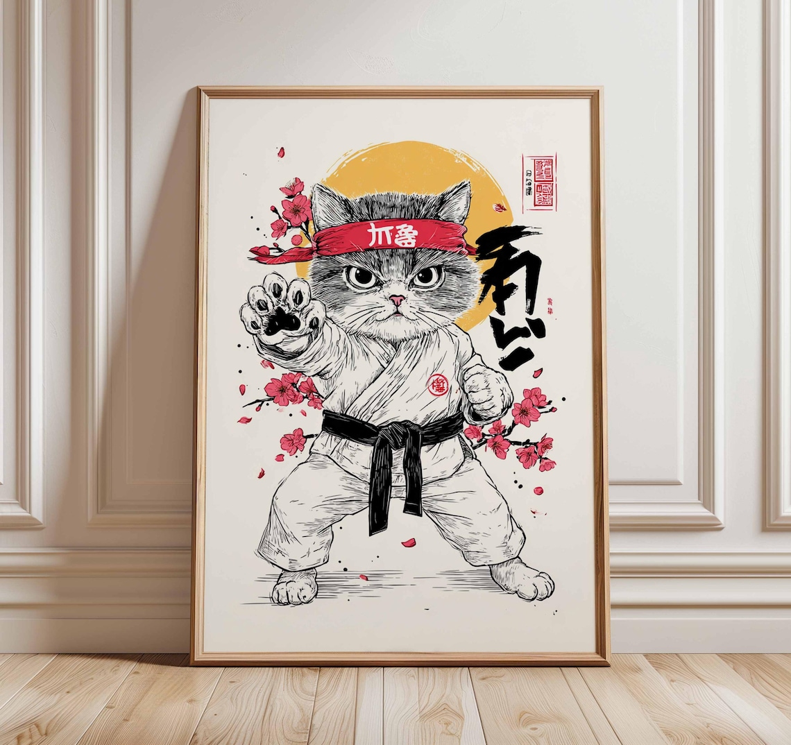 Karate Cat, Funny Martial Arts Poster