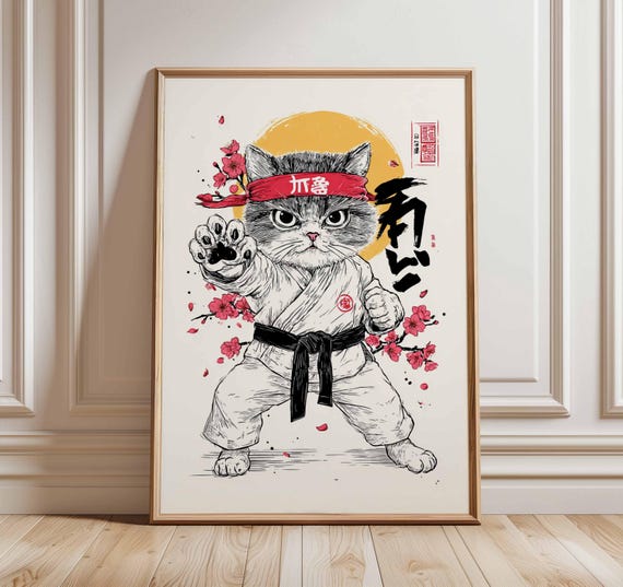 Karate Cat, Funny Martial Arts Poster