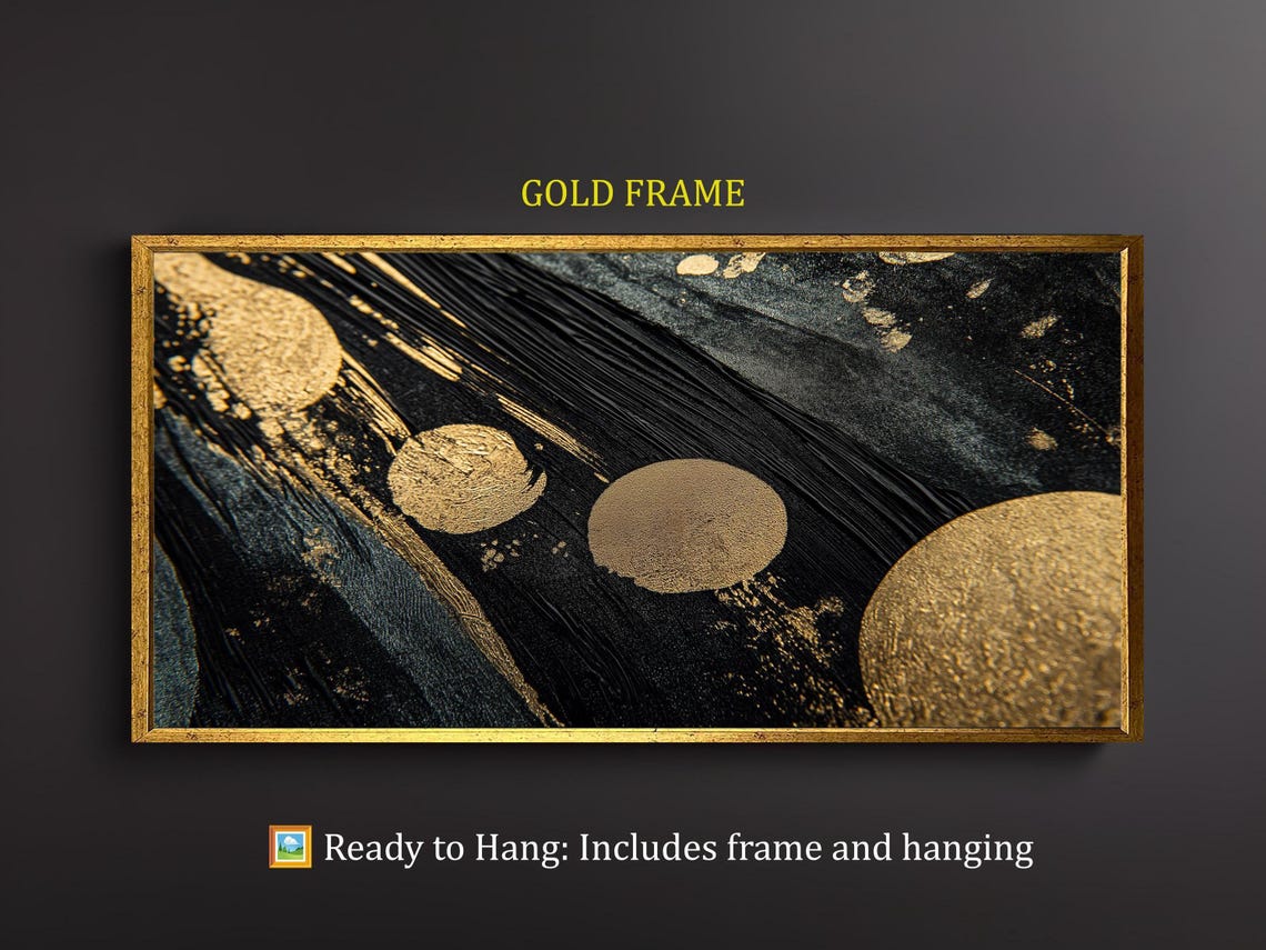 Black And Gold Circles Abstract Luxurious Metallic Modern Wall Poster