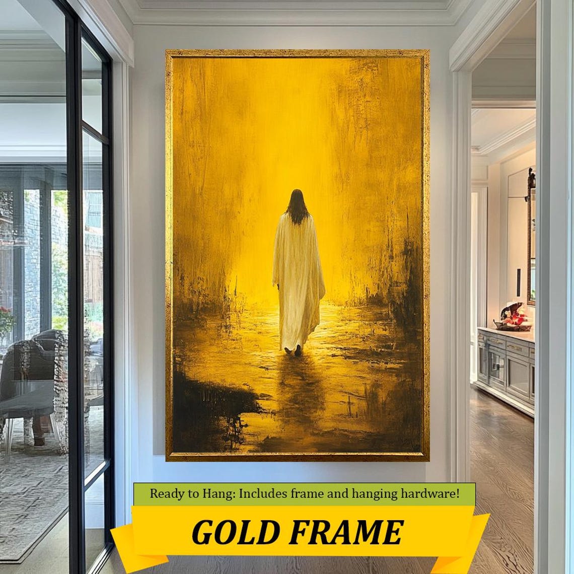 Jesus Walking Toward Golden Light Back View Radiant Faith Art Poster - Image 5