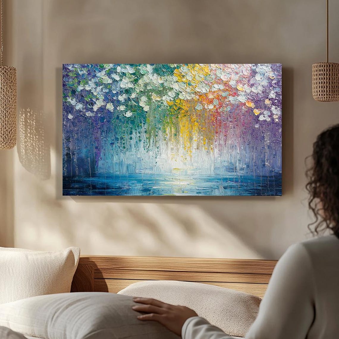 Rainbow Dripping Paint Abstract Textured Colorful Modern Wall Poster - Image 5