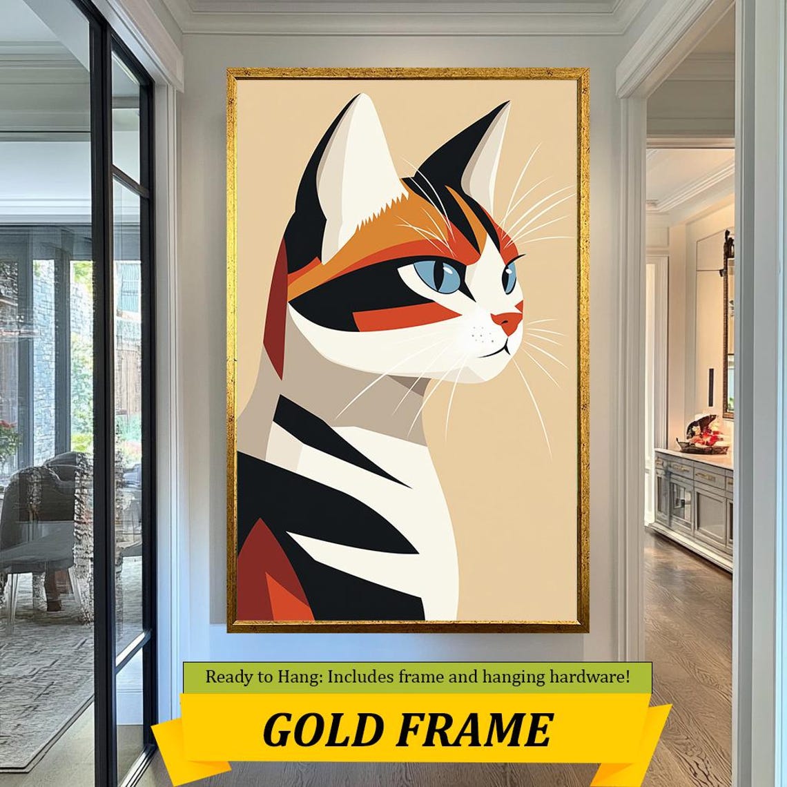 Minimalist Calico Cat Face Geometric Abstract Modern Feline Poster - Image 5