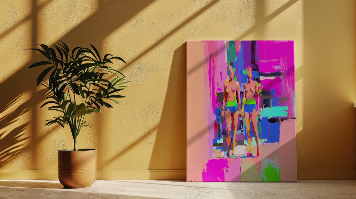 Colorful Abstract Women Figures Modern Expressionist Wall Poster - Image 2