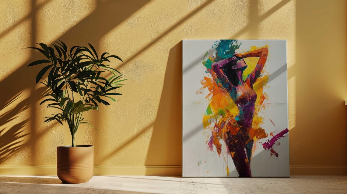Colorful Abstract Dancing Woman Figure Expressionist Art Print Poster