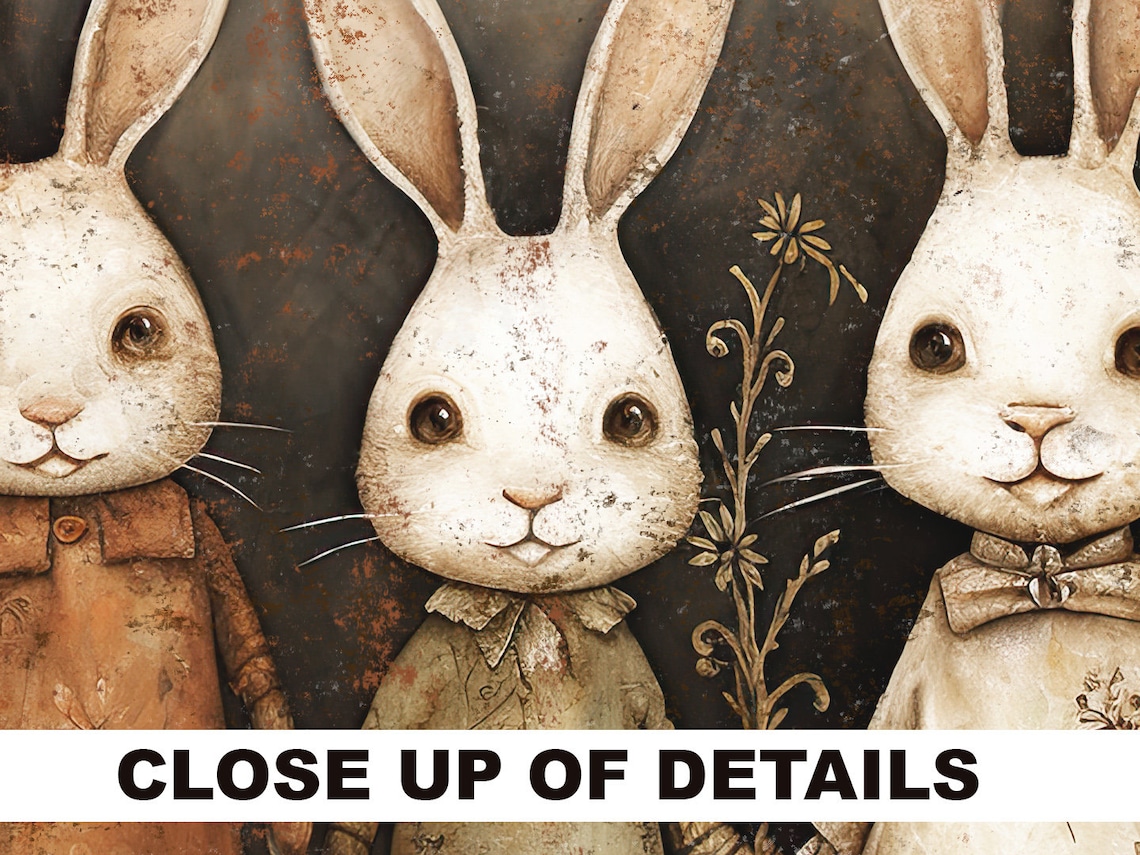 Primitive Rustic Easter Bunny Mantel Art Print - Image 4