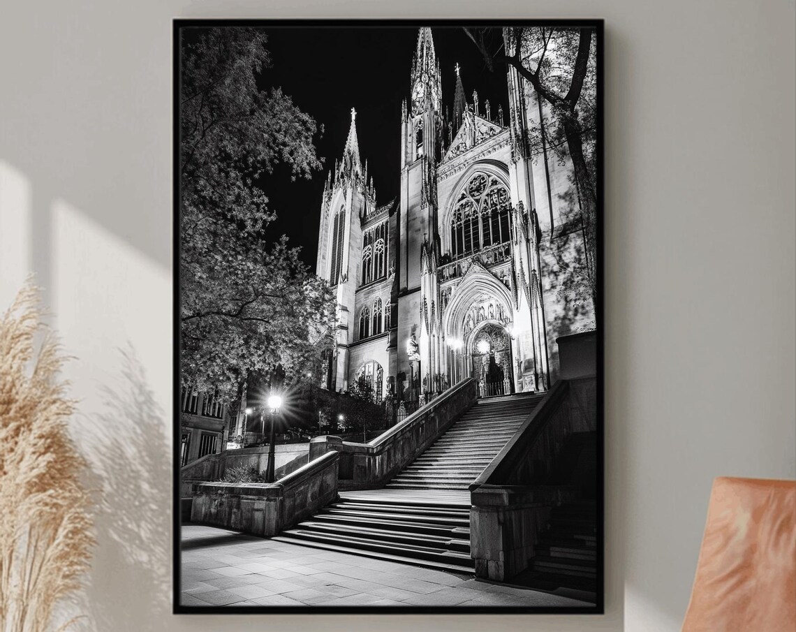Gothic Cathedral, Black And White Photography Print