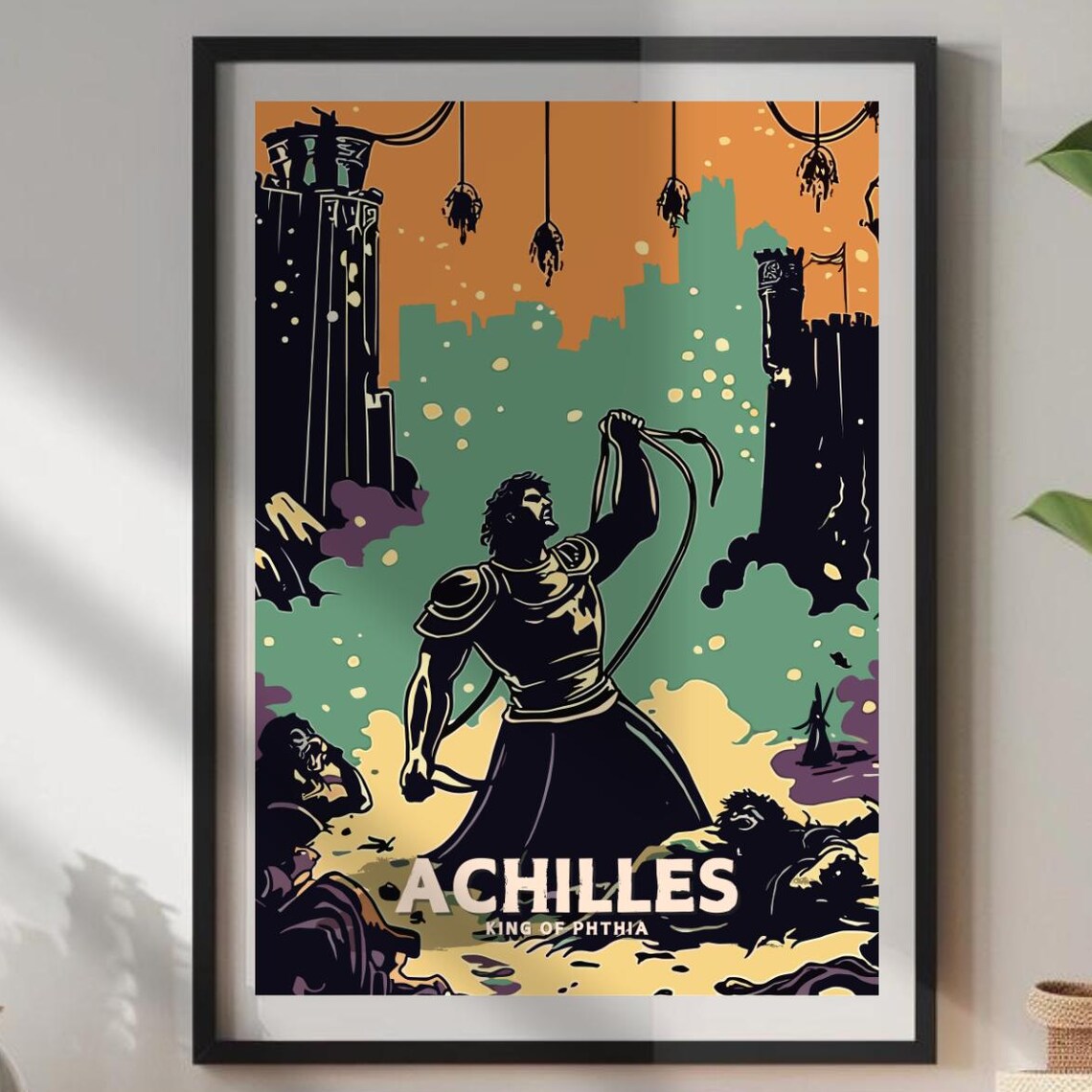 Achilles Greek Hero King of Phthia Trojan War Battle Art Poster