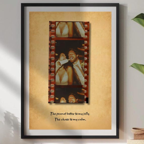 Custom Camera Film Roll Photo Poster Wedding Personalized Wall Art Anniversary For Her Framed Unframed Options
