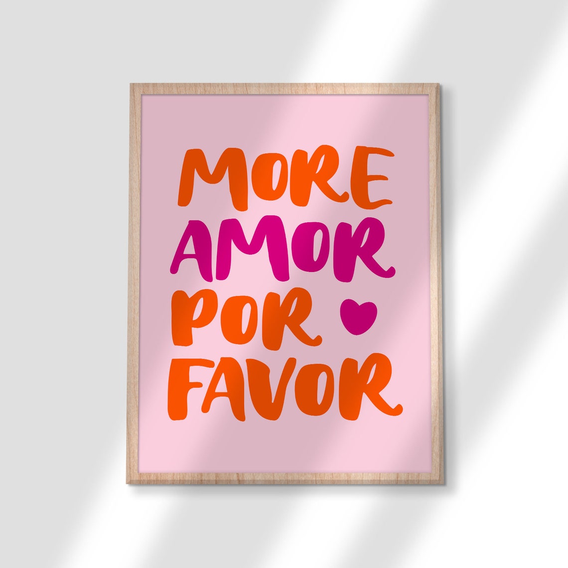 More Amor Por Favor Spanish Love Quote Poster Pink Bedroom Decor - Image 2