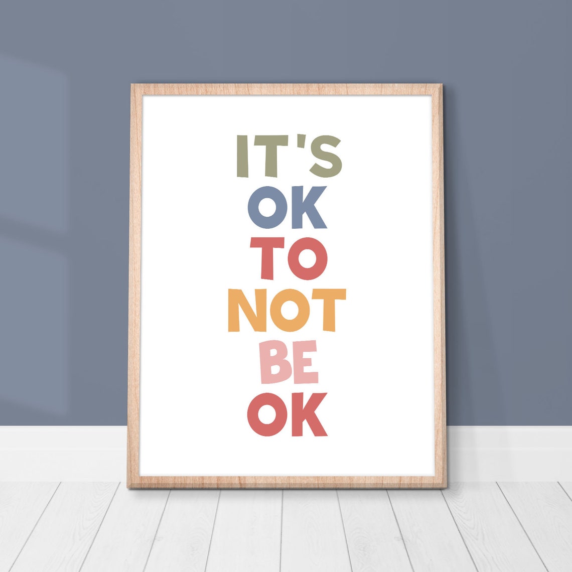 Its OK to Not Be OK Rainbow Letters Mental Health Kindness Poster - Image 2