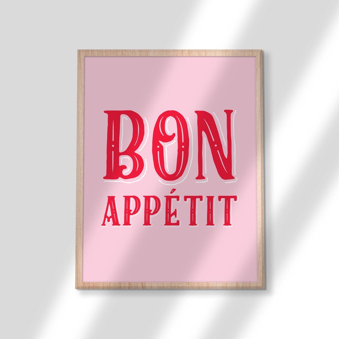 Bon Appetit Red Pink Retro Lettering Kitchen Fun Bistro Decor Poster - Image 3