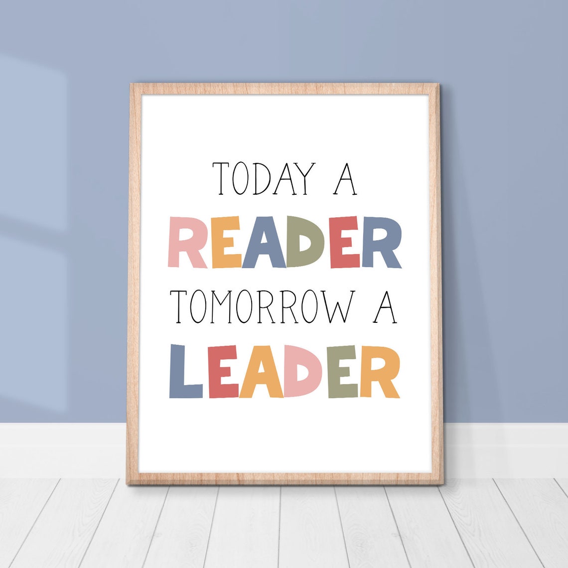 Today a Reader Tomorrow a Leader Colorful Kids Reading Poster - Image 2