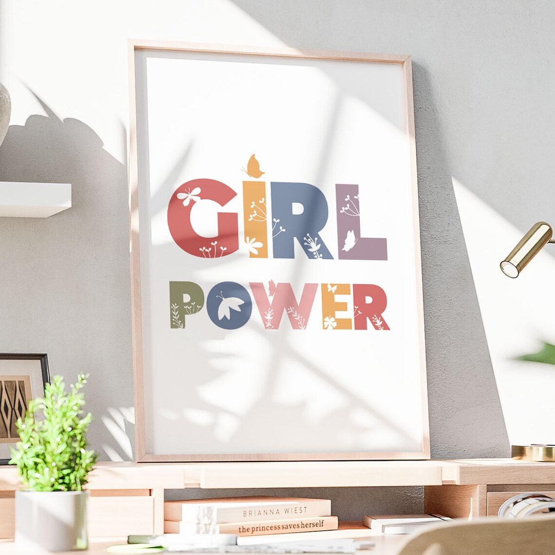 Girl Power Floral Letter Quote Poster Kids Room Playroom Decor - Image 2