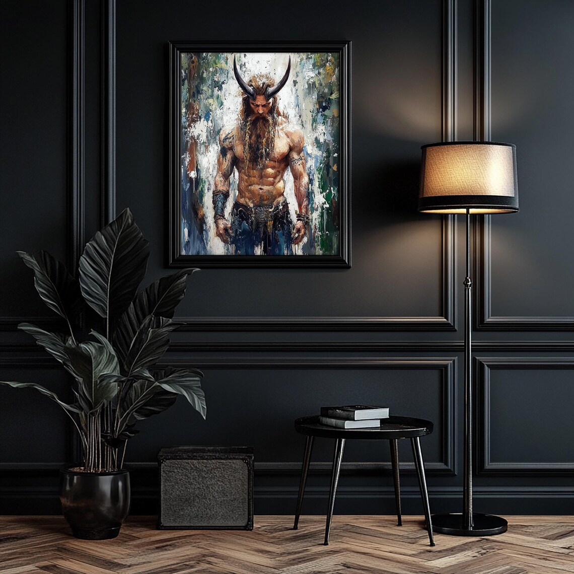 Loki Norse God Horned Warrior Viking Mythology Oil Painting Print - Image 5