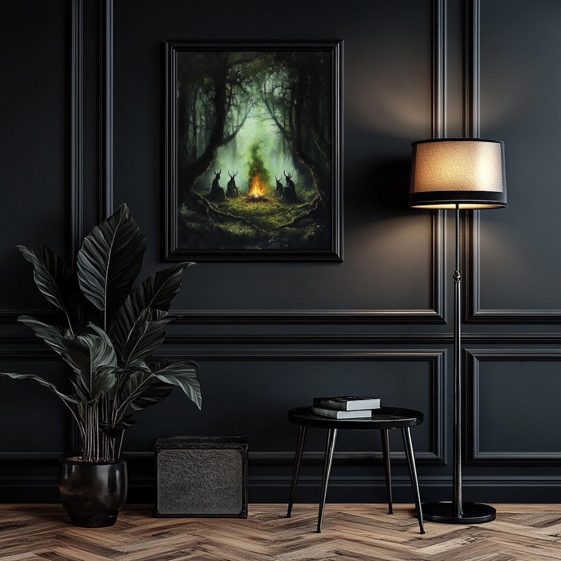 Forest Horned Witches Magic Fire Art Print - Image 5