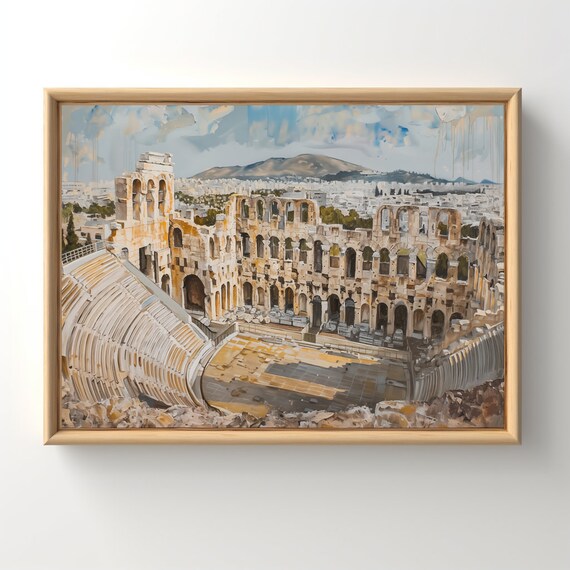Odeon Of Herodes Atticus, Vintage Travel Poster