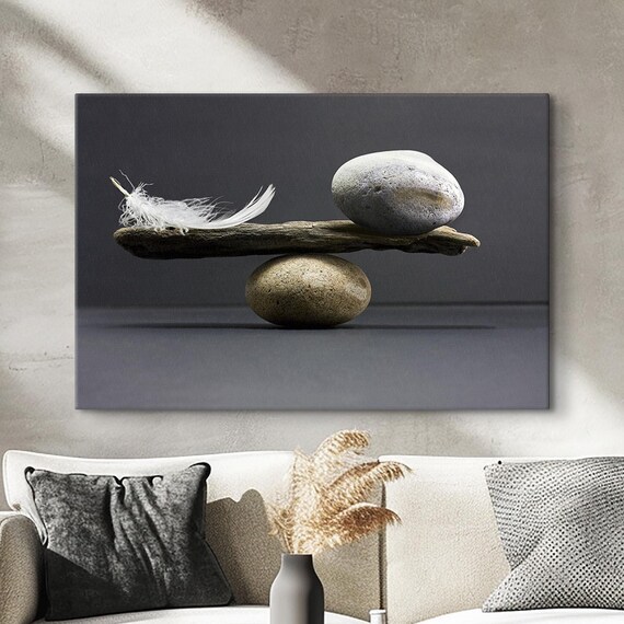 Stone And Feather Balance Motivational Art Print
