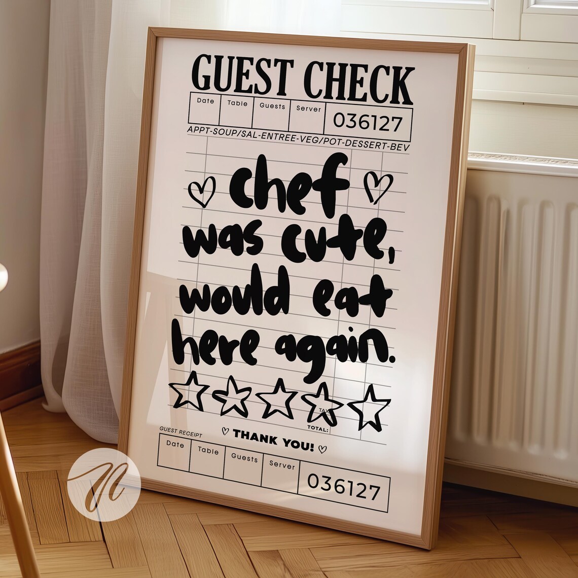 Kitchen Neutral Cute Cooking Guest Check Art Print