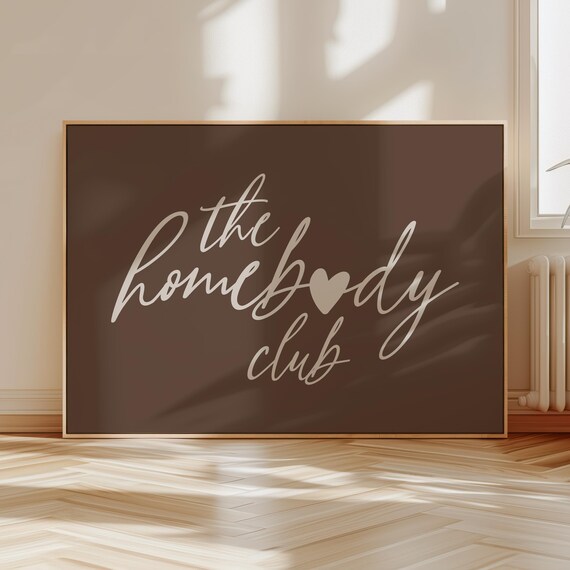 The Homebody Club Sweet Introvert Heart Script Quote Poster Brown