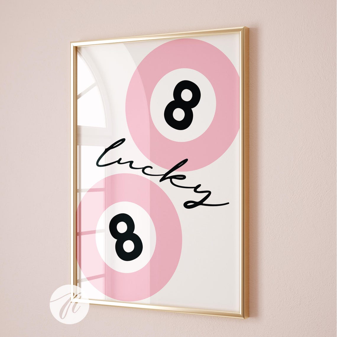 Lucky Pink Eight Ball Retro Y2K Trendy Pool Hall Wall Decor Poster