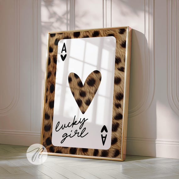 Playing Card Cheetah Ace Of Hearts Poster, 70s Trend