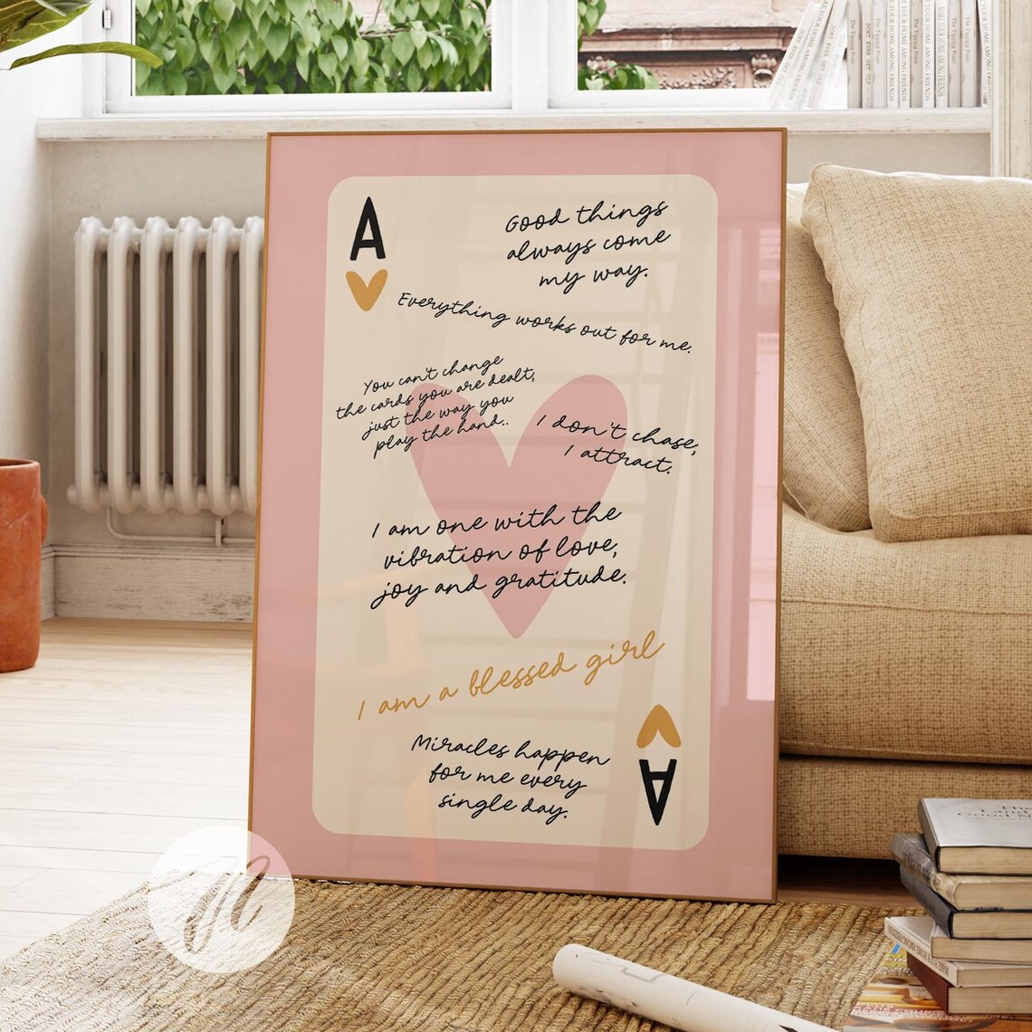 Blessed Girl Ace Of Hearts, Retro Art Print
