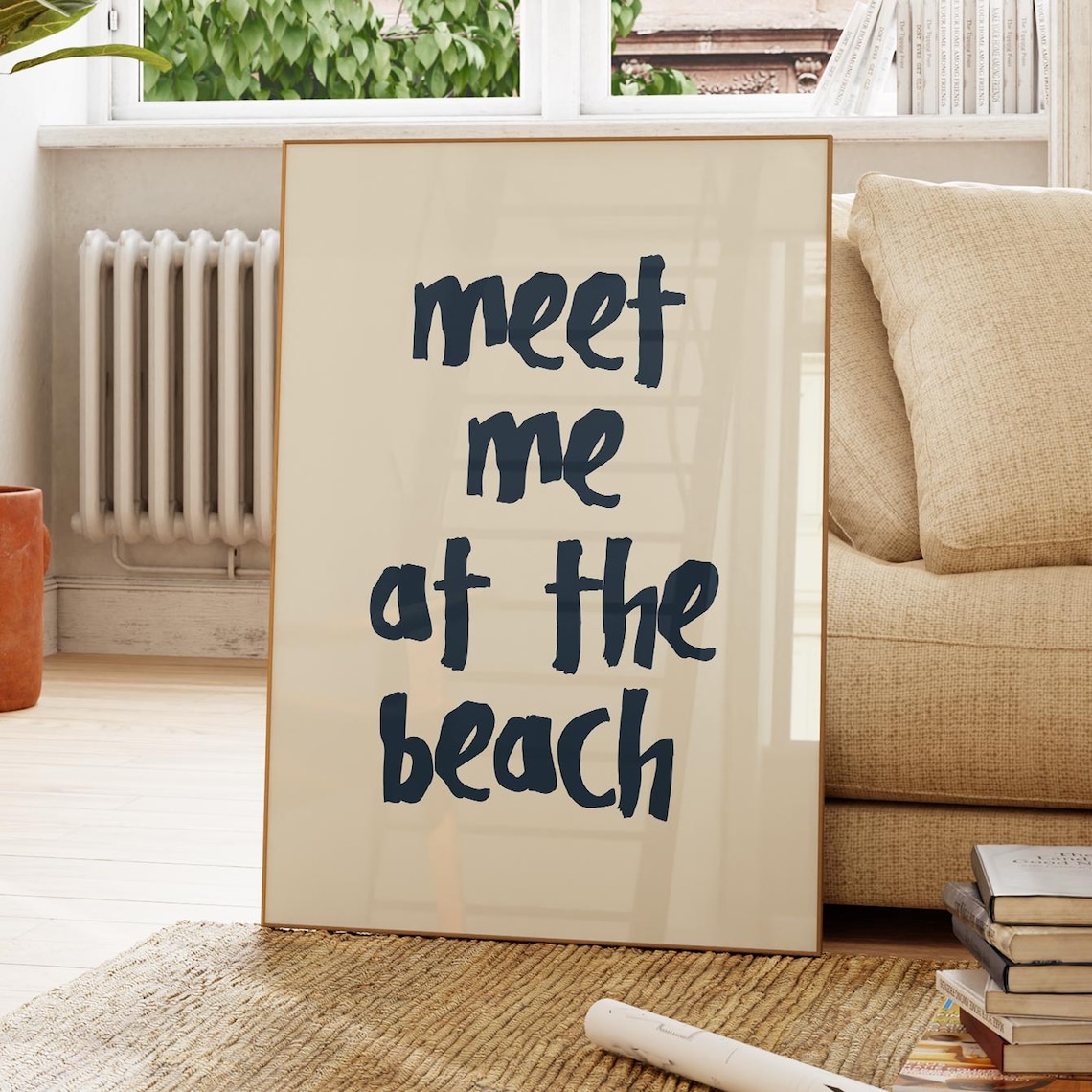 Meet Me At The Beach Beachy Coastal Typography Art Print