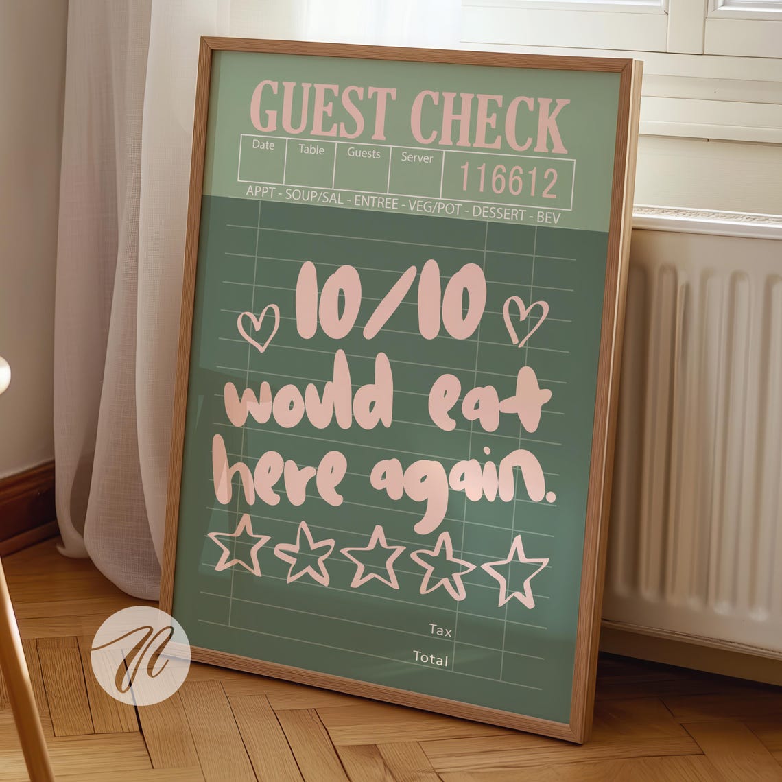 Guest Check 10 Out Of 10 Would Eat Here Again Funny Kitchen Poster