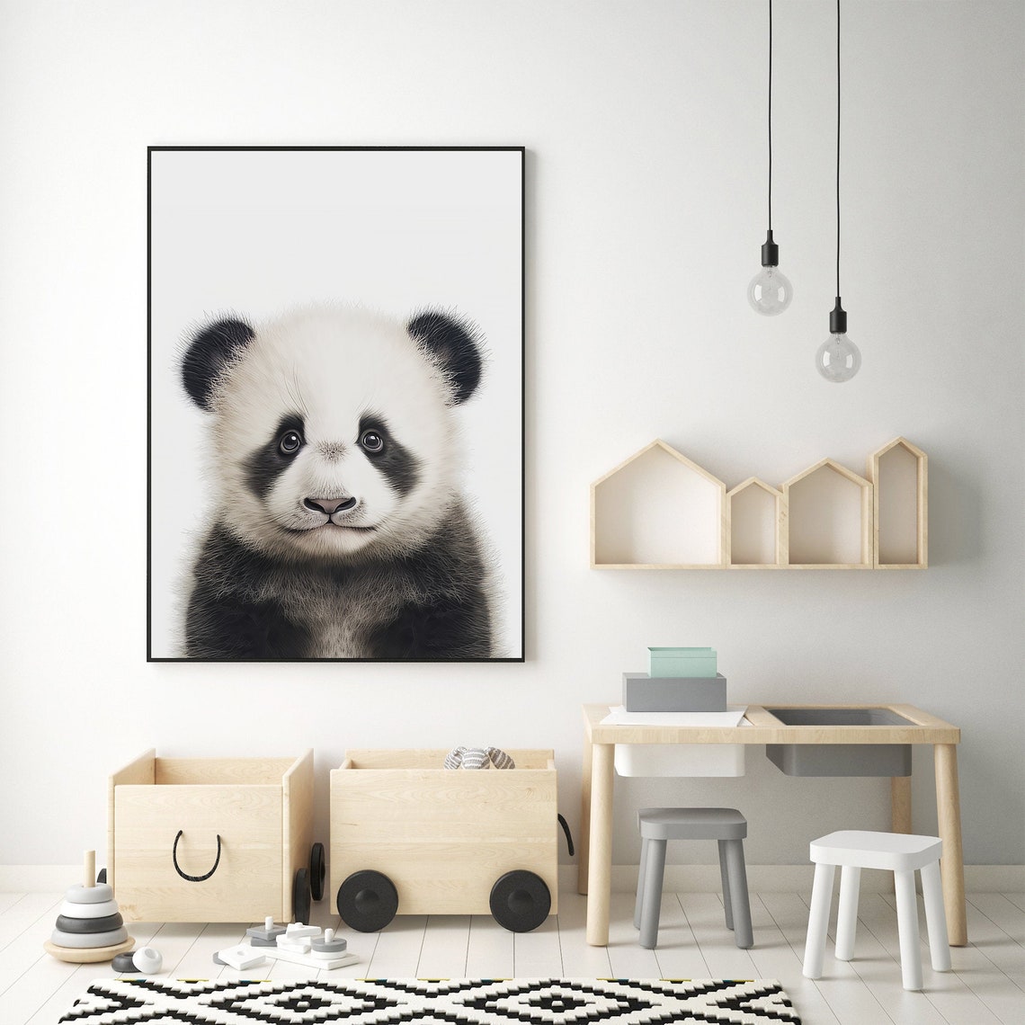 Sweet Baby Panda Nursery Portrait Cute Black White Cub Art Print - Image 3