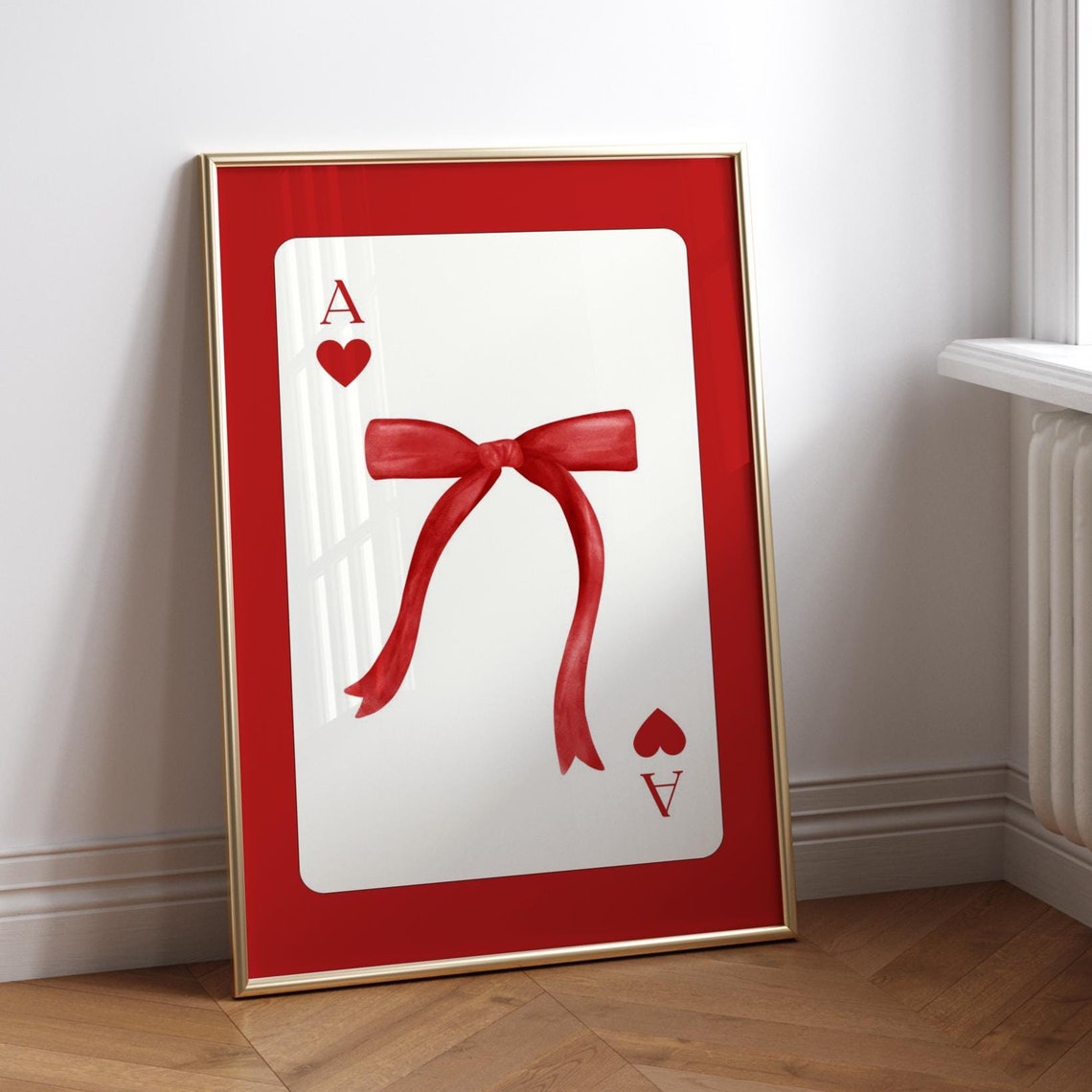 Ace of Hearts Red Bow Playing Card Coquette Valentines Style Poster - Image 3