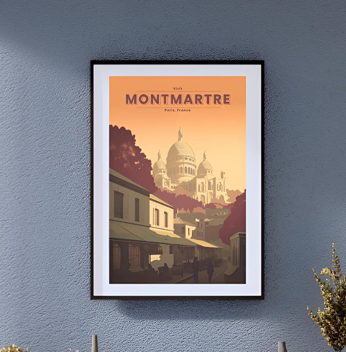 Vintage Visit Montmartre Paris Sacre Coeur Sunset View Poster