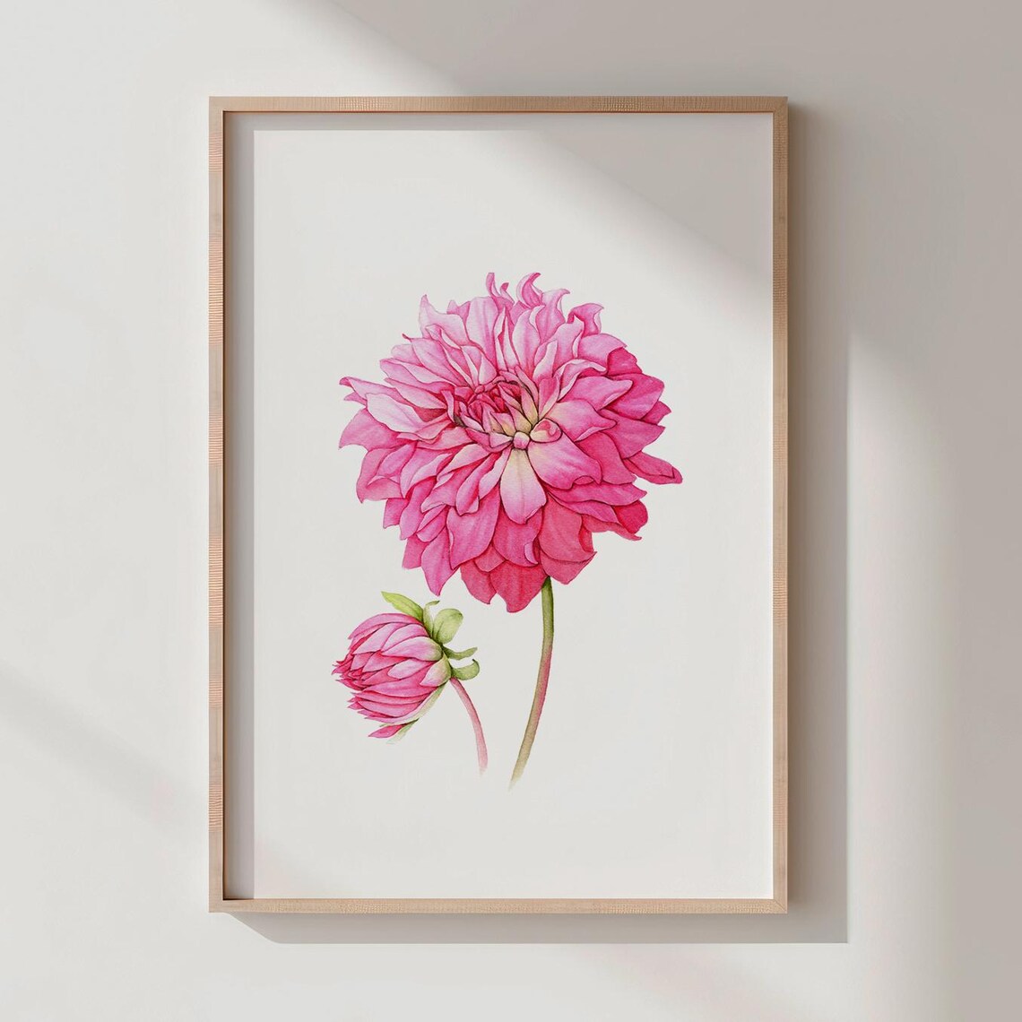 Watercolor Dahlia Print Floral Botanical Wall Art