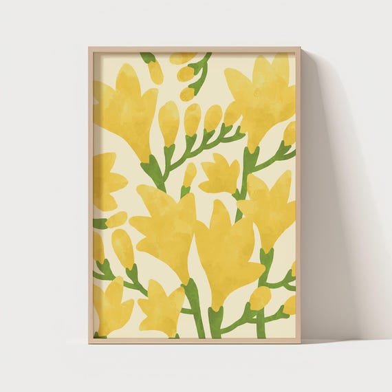 Freesia Flower Print Botanical Illustration Modern Home Decor