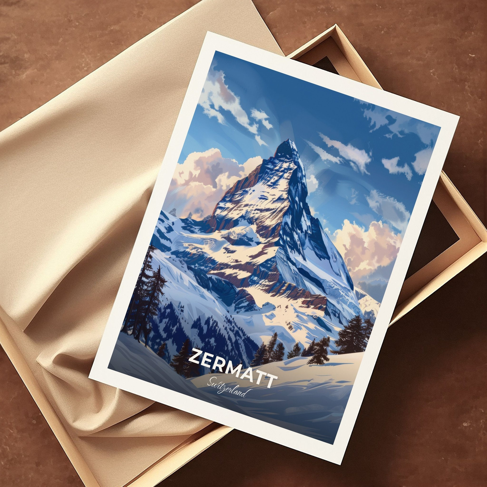 Zermatt Switzerland Matterhorn Majestic Snow Peak Sky Poster - Image 3