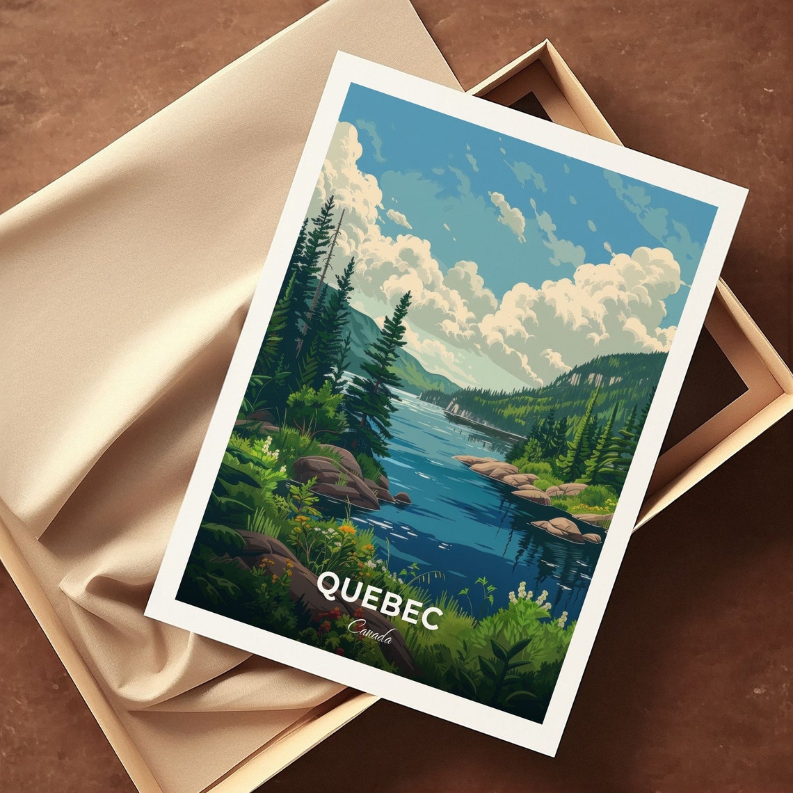 Quebec Canada Lush Pine River Valley Forest Sanctuary Poster - Image 3