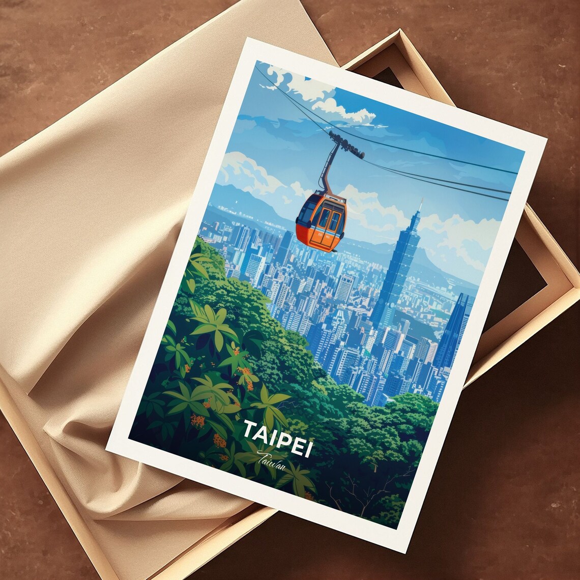 Taipei Maokong Gondola Cable Car City Skyline Taipei 101 Travel Poster - Image 3