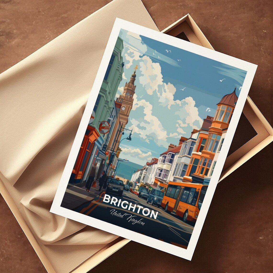 Brighton United Kingdom The Lanes Street Scene Sea View Sunny Poster - Image 3