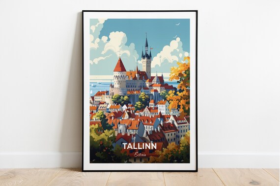 Tallinn Estonia Toompea Castle Old Town Vintage Travel Poster