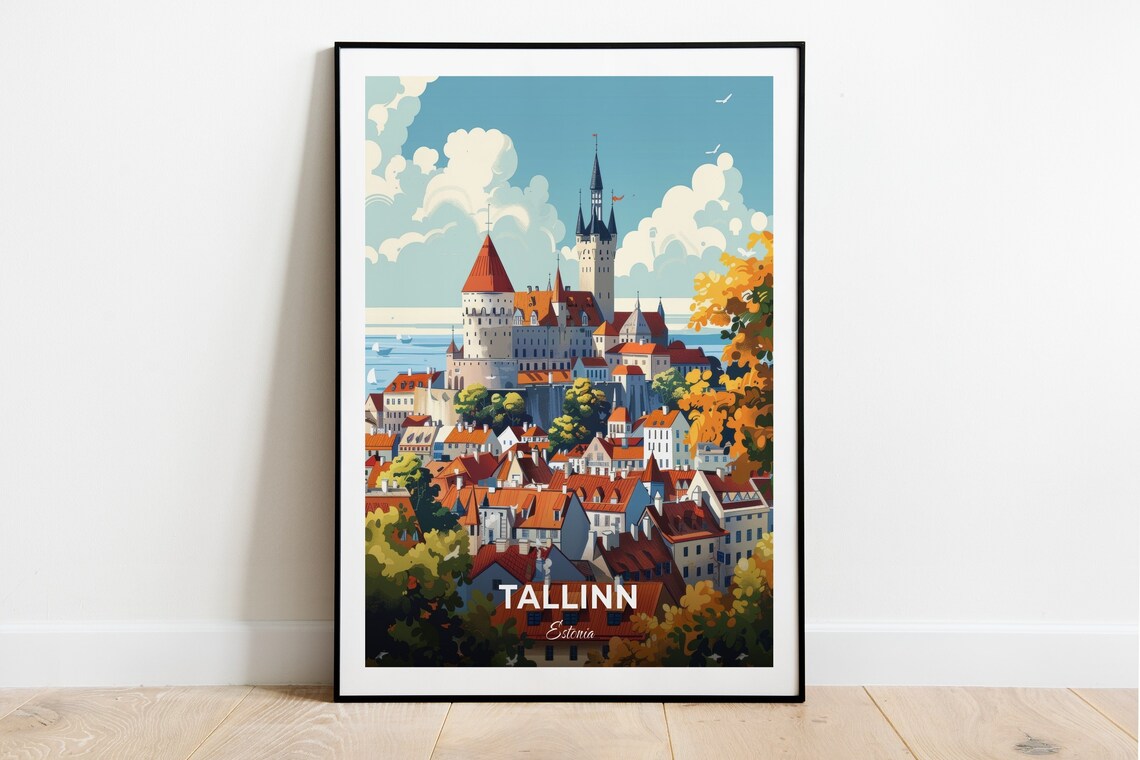 Tallinn Estonia Toompea Castle Old Town Vintage Travel Poster