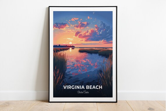 Virginia Beach United States Back Bay Marsh Sunset Wetland Reflection Poster