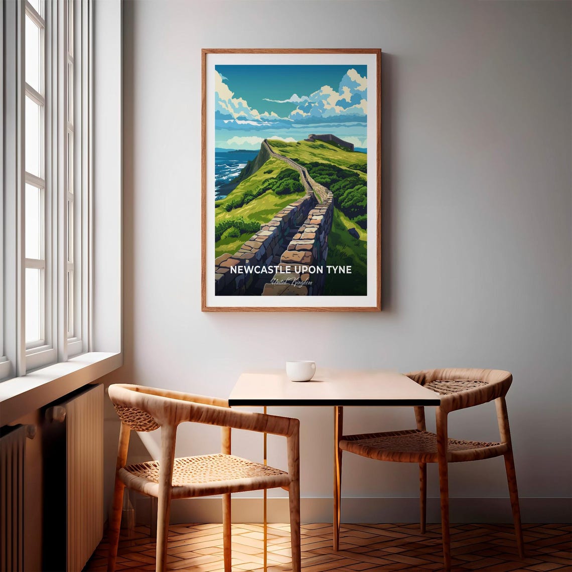 Newcastle England Hadrians Wall Roman Rolling Green Hills Coast Poster - Image 3