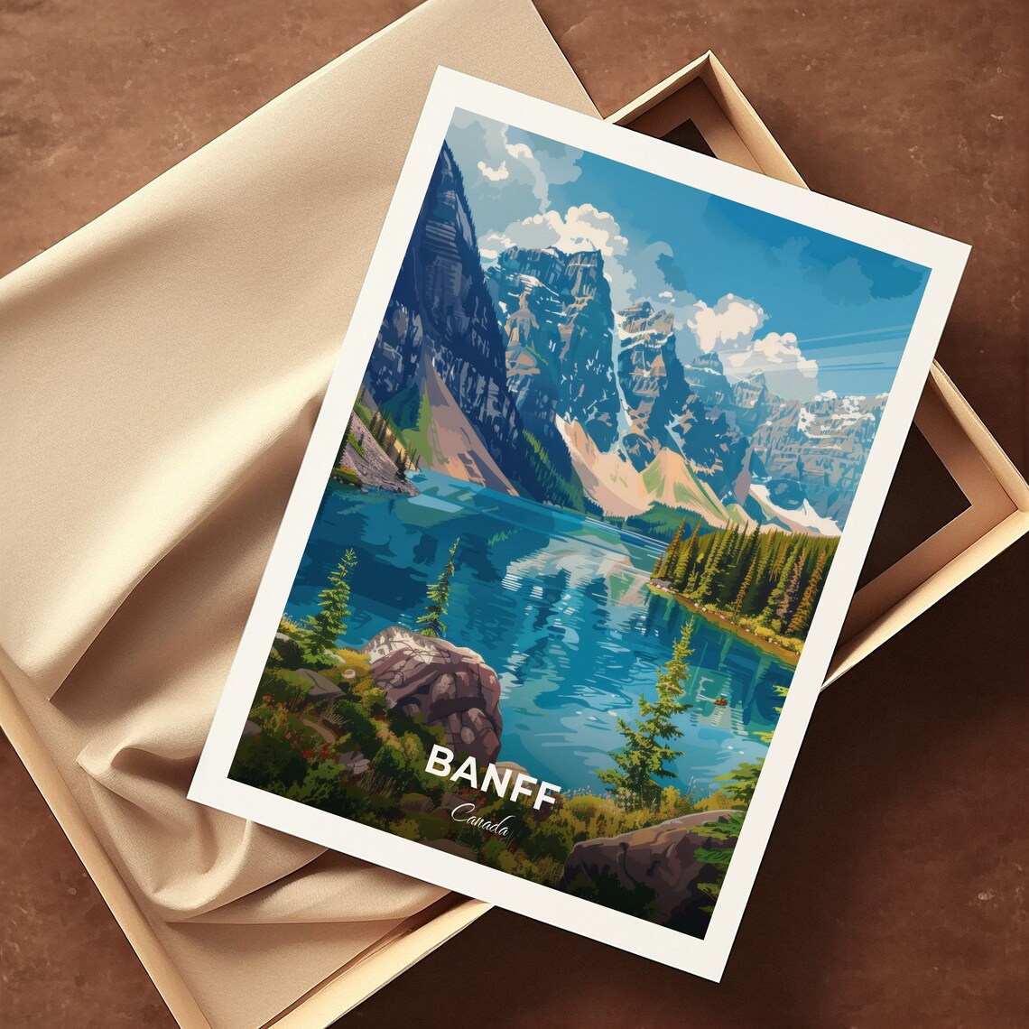 Banff Canada Turquoise Mountain Lake National Park Travel Poster - Image 3