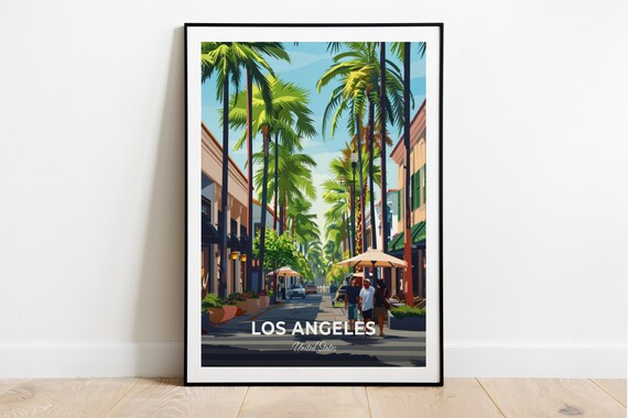 Los Angeles Rodeo Drive Palm Trees Luxury Shopping Travel Poster