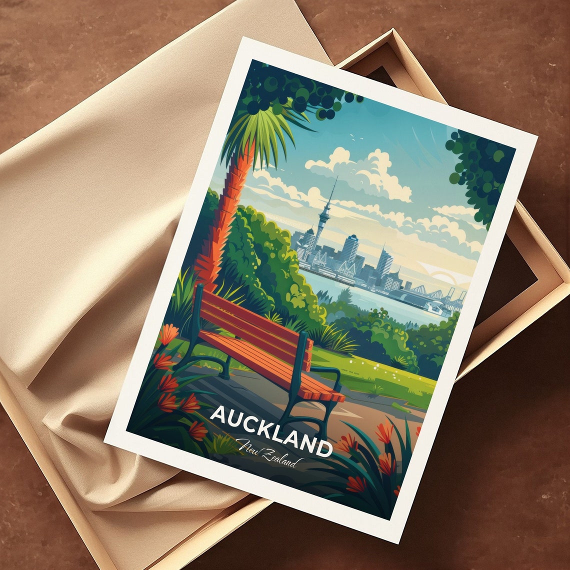 Auckland Domain Sky Tower Panoramic Skyline Garden Travel Poster - Image 3