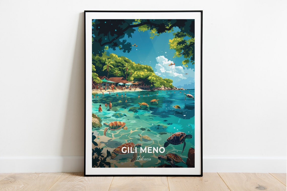 Gili Meno Indonesia Turtle Sanctuary Snorkeling Sea Turtles Poster