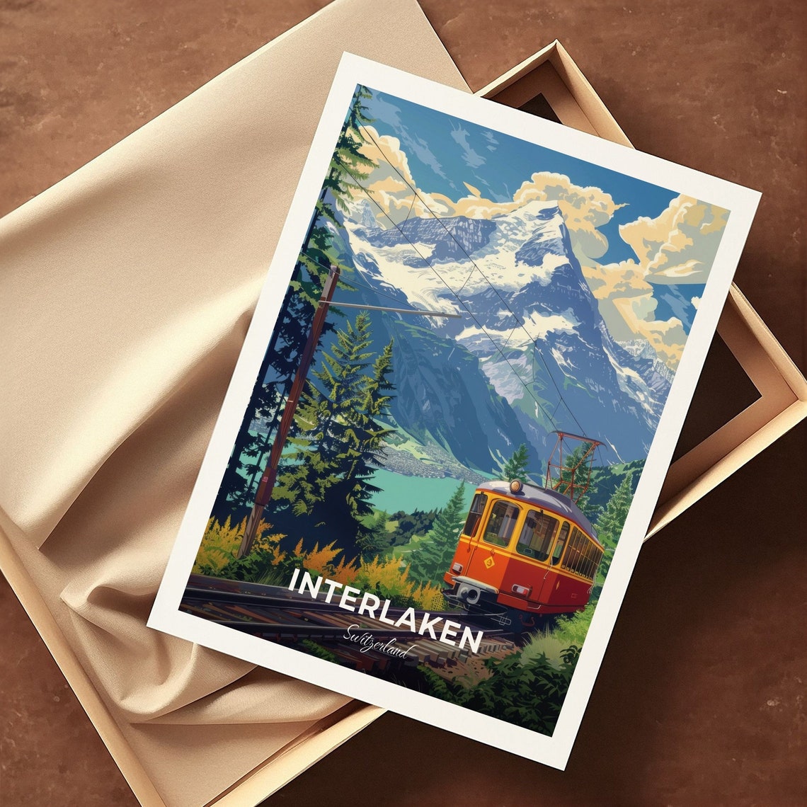 Interlaken Switzerland Travel Poster Schynige Platte Train Artwork - Image 3
