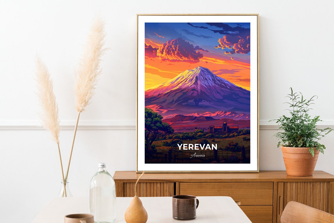 Yerevan Armenia Mount Ararat Sunset Snow Capped Peak Travel Poster - Image 2